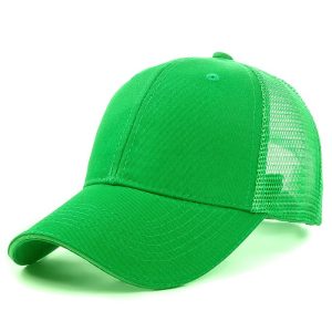 Wholesale High Quality Plain Cotton Panel Trucker Cap One Color | Green
