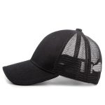 Wholesale High Quality Plain Cotton Panel Trucker Cap One Color | Black