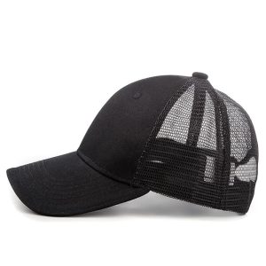 Wholesale High Quality Plain Cotton Panel Trucker Cap One Color | Black