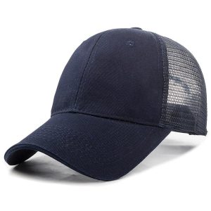 Wholesale High Quality Plain Cotton Panel Trucker Cap One Color | Navyblue