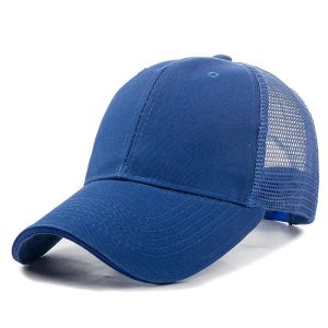 Wholesale High Quality Plain Cotton Panel Trucker Cap One Color | Royal Blue