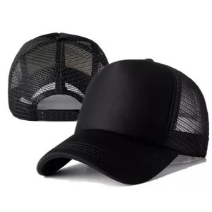 Wholesale High Quality Plain Foam 5 Panel Trucker Cap with Mesh One Color | Black