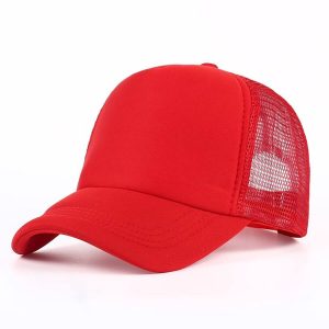 Wholesale High Quality Plain Foam 5 Panel Trucker Cap with Mesh One Color | Red