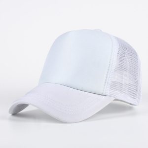 Wholesale High Quality Plain Foam 5 Panel Trucker Cap with Mesh One Color | White