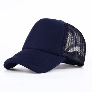Wholesale High Quality Plain Foam 5 Panel Trucker Cap with Mesh One Color | Navyblue