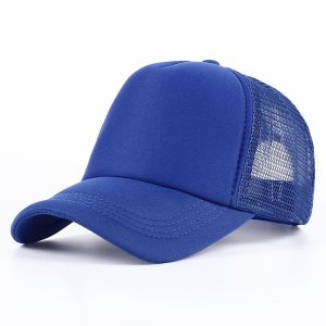 Wholesale High Quality Plain Foam 5 Panel Trucker Cap with Mesh One Color | Royal blue