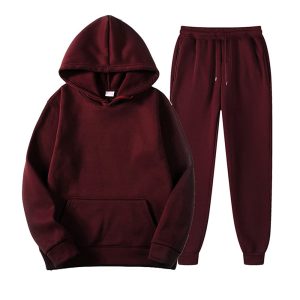 Plain High Quality Hoodie & Jogger Pair on Wholesale | Wine