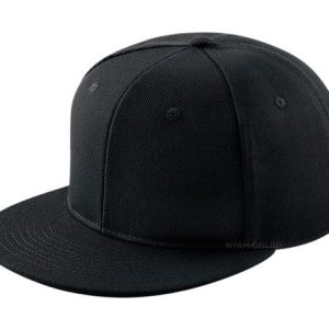 Plain Snapback Cap with Adjustable Strap | Black