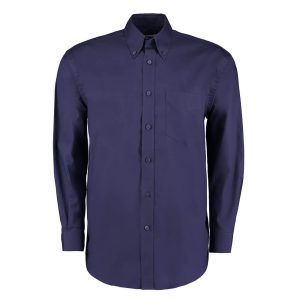 Custom Manufactured Button Down Brandable Long Sleeve Work Shirt | Navy Blue