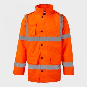Plain Thick Padded Cold Room Jacket With Reflective Strips | Orange