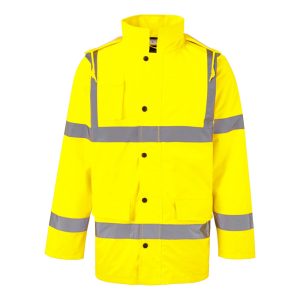 Plain Thick Padded Cold Room Jacket With Reflective Strips | Yellow
